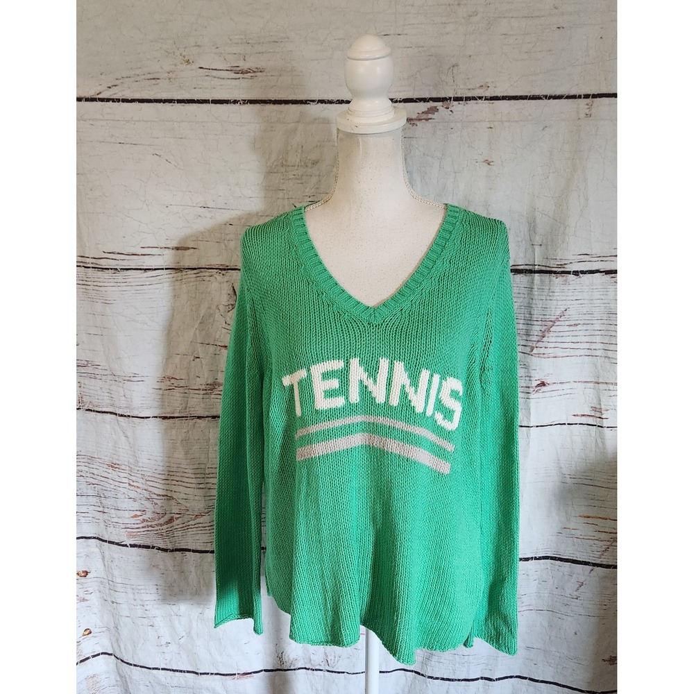 Wooden Ships Tennis V-Neck Knit Oversized Sweater Size S/M